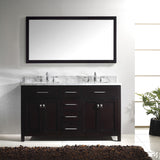 Virtu USA Caroline 60" Espresso Double Bathroom Vanity Set with Marble Top - MD-2060-WM - Bath Vanity Plus