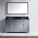 Virtu USA Caroline 60" Gray Double Bathroom Vanity Set with Granite Top - MD-2060-BG - Bath Vanity Plus