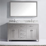 Virtu USA Caroline 60" Gray Double Bathroom Vanity Set with Marble Top - MD-2060-WM - Bath Vanity Plus