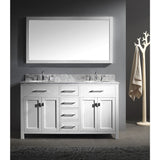 Virtu USA Caroline 60" White Double Bathroom Vanity Set with Marble Top - MD-2060-WM - Bath Vanity Plus