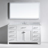 Virtu USA Caroline 60" White Single Bathroom Vanity Set with Marble Top - MS-2060-WM - Bath Vanity Plus