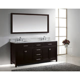Virtu USA Caroline 72" Espresso Double Bathroom Vanity Set with Marble Top - MD-2072-WM - Bath Vanity Plus