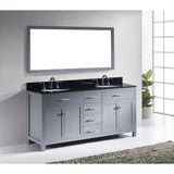 Virtu USA Caroline 72" Gray Double Bathroom Vanity Set with Granite Top - MD-2072-BG - Bath Vanity Plus