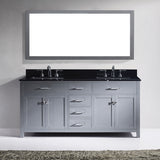 Virtu USA Caroline 72" Gray Double Bathroom Vanity Set with Granite Top - MD-2072-BG - Bath Vanity Plus