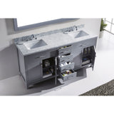 Virtu USA Caroline 72" Gray Double Bathroom Vanity Set with Marble Top - MD-2072-WM - Bath Vanity Plus