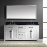Virtu USA Caroline 72" White Double Bathroom Vanity Set with Granite Top - MD-2072-BG - Bath Vanity Plus