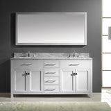 Virtu USA Caroline 72" White Double Bathroom Vanity Set with Marble Top - MD-2072-WM - Bath Vanity Plus