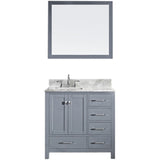 Virtu USA Caroline Avenue 36" Gray Single Bathroom Vanity Set with Marble Top - GS-50036-WM - Bath Vanity Plus