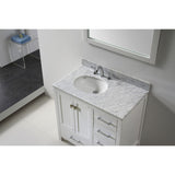 Virtu USA Caroline Avenue 36" White Single Bathroom Vanity Set with Marble Top - GS-50036-WM - Bath Vanity Plus