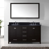 Virtu USA Caroline Avenue 60" Espresso Double Bathroom Vanity Set with Granite Top - GD-50060-BG - Bath Vanity Plus