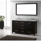 Virtu USA Caroline Avenue 60" Espresso Double Bathroom Vanity Set with Marble Top - GD-50060-WM - Bath Vanity Plus