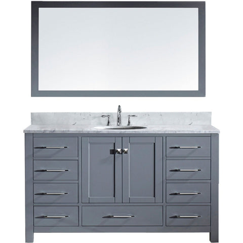 Virtu USA Caroline Avenue 60" Gray Single Bathroom Vanity Set with Marble Top - GD-50060-WM - Bath Vanity Plus