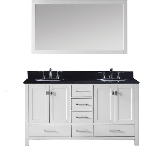 Virtu USA Caroline Avenue 60" White Double Bathroom Vanity Set with Granite Top - GD-50060-BG - Bath Vanity Plus