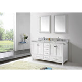 Virtu USA Caroline Avenue 60" White Double Bathroom Vanity Set with Marble Top - GD-50060-WM - Bath Vanity Plus