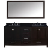 Virtu USA Caroline Avenue 72" Espresso Double Bathroom Vanity Set with Granite Top - GD-50072-BG - Bath Vanity Plus