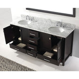 Virtu USA Caroline Avenue 72" Espresso Double Bathroom Vanity Set with Marble Top - GD-50072-WM - Bath Vanity Plus
