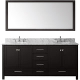 Virtu USA Caroline Avenue 72" Espresso Double Bathroom Vanity Set with Marble Top - GD-50072-WM - Bath Vanity Plus
