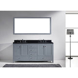 Virtu USA Caroline Avenue 72" Gray Double Bathroom Vanity Set with Granite Top - GD-50072-BG - Bath Vanity Plus