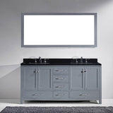 Virtu USA Caroline Avenue 72" Gray Double Bathroom Vanity Set with Granite Top - GD-50072-BG - Bath Vanity Plus
