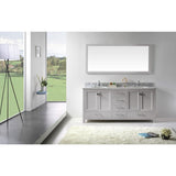 Virtu USA Caroline Avenue 72" Gray Double Bathroom Vanity Set with Marble Top - GD-50072-WM - Bath Vanity Plus