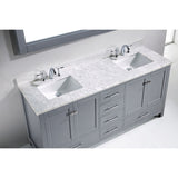 Virtu USA Caroline Avenue 72" Gray Double Bathroom Vanity Set with Marble Top - GD-50072-WM - Bath Vanity Plus