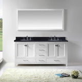 Virtu USA Caroline Avenue 72" White Double Bathroom Vanity Set with Granite Top - GD-50072-BG - Bath Vanity Plus