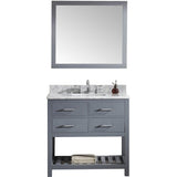 Virtu USA Caroline Estate 36" Gray Single Bathroom Vanity Set with Marble Top - MS-2236-WM-GR - Bath Vanity Plus