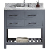 Virtu USA Caroline Estate 36" Gray Single Bathroom Vanity Set with Marble Top - MS-2236-WM-GR - Bath Vanity Plus