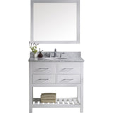 Virtu USA Caroline Estate 36" White Single Bathroom Vanity Set with Marble Top - MS-2236-WM-WH - Bath Vanity Plus