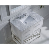 Virtu USA Caroline Estate 36" White Single Bathroom Vanity Set with Marble Top - MS-2236-WM-WH - Bath Vanity Plus