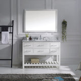 Virtu USA Caroline Estate 48" White Single Bathroom Vanity Set with Marble Top - MS-2248-WM-WH - Bath Vanity Plus