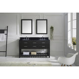Virtu USA Caroline Estate 60" Espresso Double Bathroom Vanity Set with Granite Top - MD-2260-BG-ES - Bath Vanity Plus