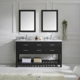Virtu USA Caroline Estate 60" Espresso Double Bathroom Vanity Set with Marble Top - MD-2260-WM-ES - Bath Vanity Plus