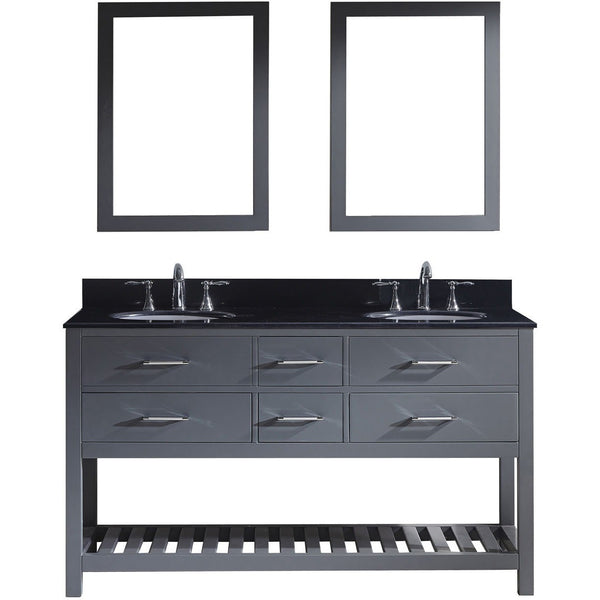 Virtu USA Caroline Estate 60" Gray Double Bathroom Vanity Set with Granite Top - MD-2260-BG-GR - Bath Vanity Plus