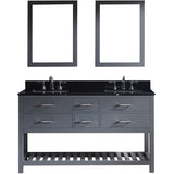 Virtu USA Caroline Estate 60" Gray Double Bathroom Vanity Set with Granite Top - MD-2260-BG-GR - Bath Vanity Plus