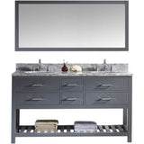 Virtu USA Caroline Estate 60" Gray Double Bathroom Vanity Set with Marble Top - MD-2260-WM-GR - Bath Vanity Plus
