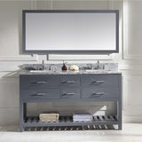 Virtu USA Caroline Estate 60" Gray Double Bathroom Vanity Set with Marble Top - MD-2260-WM-GR - Bath Vanity Plus