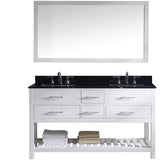 Virtu USA Caroline Estate 60" White Double Bathroom Vanity Set with Granite Top - MD-2260-BG-WH - Bath Vanity Plus