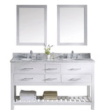 Virtu USA Caroline Estate 60" White Double Bathroom Vanity Set with Marble Top - MD-2260-WMRO-WH - Bath Vanity Plus