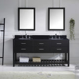Virtu USA Caroline Estate 72" Espresso Double Bathroom Vanity Set with Granite Top - MD-2272-BG-ES - Bath Vanity Plus