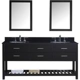 Virtu USA Caroline Estate 72" Espresso Double Bathroom Vanity Set with Granite Top - MD-2272-BG-ES - Bath Vanity Plus