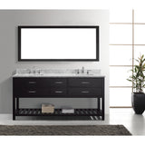 Virtu USA Caroline Estate 72" Espresso Double Bathroom Vanity Set with Marble Top - MD-2272-WM-ES - Bath Vanity Plus