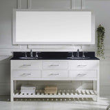 Virtu USA Caroline Estate 72" White Double Bathroom Vanity Set with Granite Top - MD-2272-BG-WH - Bath Vanity Plus