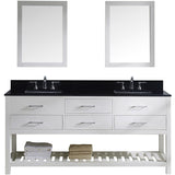 Virtu USA Caroline Estate 72" White Double Bathroom Vanity Set with Granite Top - MD-2272-BG-WH - Bath Vanity Plus