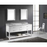 Virtu USA Caroline Estate 72" White Double Bathroom Vanity Set with Marble Top - MD-2272-WM-WH - Bath Vanity Plus