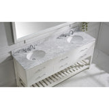 Virtu USA Caroline Estate 72" White Double Bathroom Vanity Set with Marble Top - MD-2272-WM-WH - Bath Vanity Plus