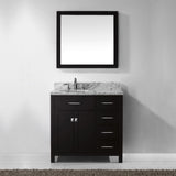 Virtu USA Caroline Parkway 36" Espresso Single Bathroom Vanity Set (Left or Right Side Drawers) - MS-2136-WM - Bath Vanity Plus