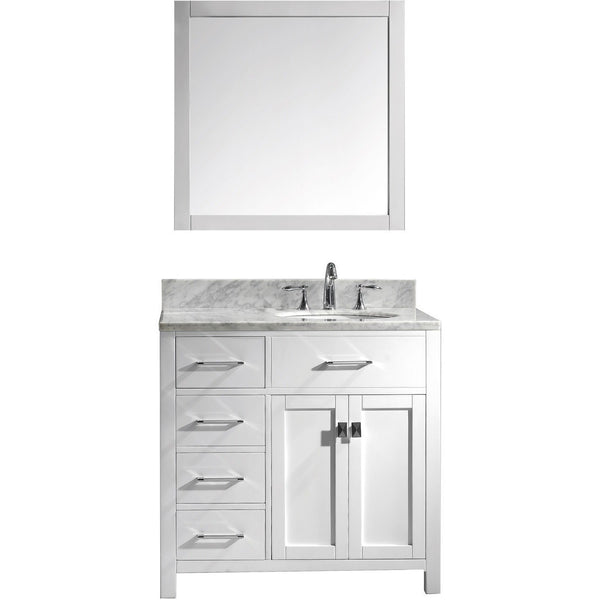 Virtu USA Caroline Parkway 36" White Single Bathroom Vanity Set (Left or Right Side Drawers) - MS-2136-WM - Bath Vanity Plus