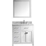 Virtu USA Caroline Parkway 36" White Single Bathroom Vanity Set (Left or Right Side Drawers) - MS-2136-WM - Bath Vanity Plus