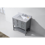 Virtu USA Winterfell 36" Gray Single Bathroom Vanity Set with Marble Top - ES-30036-WM-GR - Bath Vanity Plus